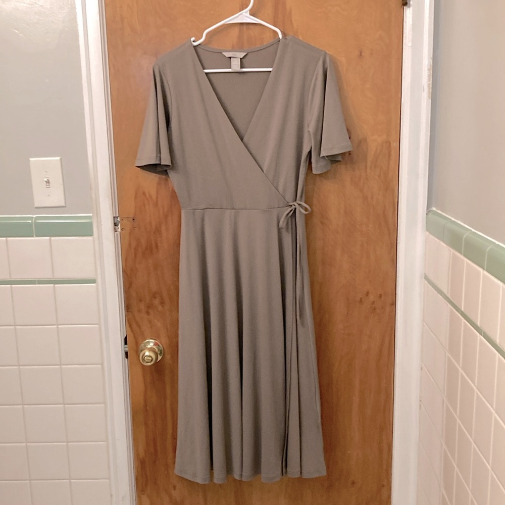 H&M light brown wrap dress